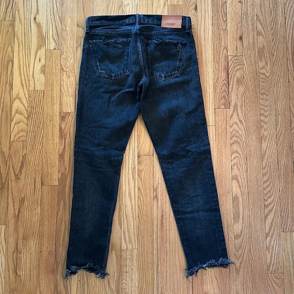 Moussy Vintage sz 27 black wash 100% cotton great pre owned condition raw edge - Picture 7 of 9